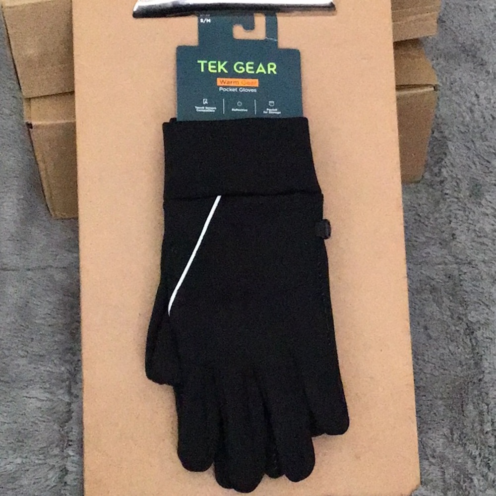 Men’s TEK GEAR Warm Pocket Gloves Touch Screen Compatible Black Size S/M (NEW)